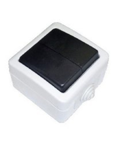 Переключатель двухклавишный 2-полюсный с 2 мест EF602SA, серый, LK Aqua (80006). Переключатель. Экопласт в Красноярске
