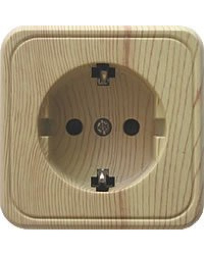 Розетка одинарная открытой установки с з/к, сосна, LK Standard (813225). Розетка с заземляющими контактами и защитными шторками. Экопласт в Красноярске