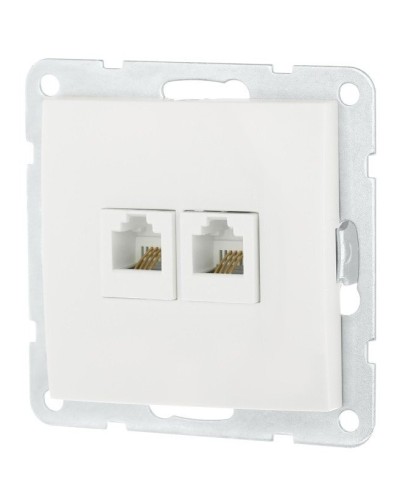 Розетка телефонная двойная 2xRJ-12 с накладкой, белый LK60 (865604-1). Розетка телефонная. Экопласт в Красноярске