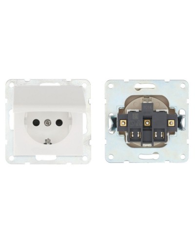 Розетка с з/к, шторками и крышкой, белый LK80 (843404-1). Розетка. Экопласт в Красноярске