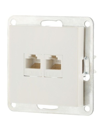 Розетка 2xRJ-45 кат.5е с накладкой, белый LK80 (846204-1). Розетка компьютерная двойная. Экопласт в Красноярске