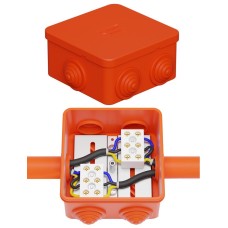 Коробка JBS080 85х85х50, 6 вых., 8P (0,15-2,5 мм²) (43041HF). Коробка монтажная, огнестойкая, без галогена. Экопласт