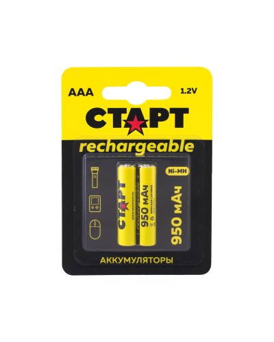 СТАРТ HR03 (AAA, 950mah), упак. 2 шт. БЛИСТЕР. Перезаряжаемые аккумуляторы. СТАРТ в Красноярске