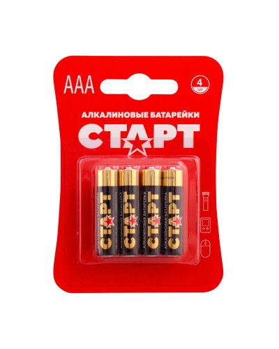 СТАРТ LR03-BL4 (1,5 В, AAA, LR03), упак. 4 шт. БЛИСТЕР. Алкалиновые батарейки. СТАРТ в Красноярске