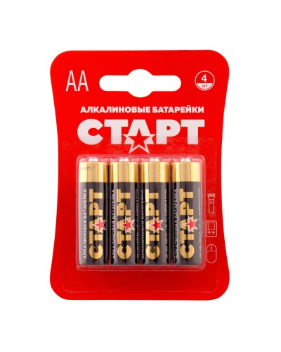 СТАРТ LR6-BL4 (1,5 В, AA, LR6), упак. 4 шт. БЛИСТЕР. Алкалиновые батарейки. СТАРТ в Красноярске