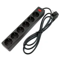 SP6B-530 GARDA. Сетевой фильтр 6 розеток,3м, черный. 5bites