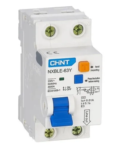 NXBLE-63Y (R) 1п+N C 6А 30мА электронный тип AC 4.5кА CHINT (105540). Автоматический выключатель дифференциального тока. CHINT в Красноярске