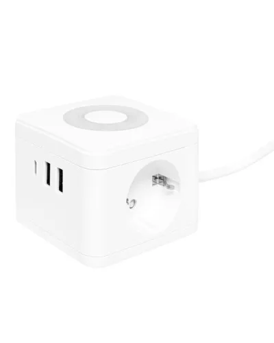 Удлинитель Куб 2 гнезда 2USB 2,4А+Type C + Ночник 1,3 метра 1мм2. Удлинитель Куб. EKF в Красноярске