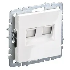 Розетка RJ11+RJ45 РК/Т12-БрБ белая BRITE (BR-KT20-O-1-K01). Розетка двойная. IEK