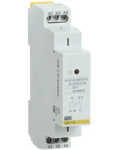 Реле промежуточное модульное OIR 1 контакт 16А 230В AC (OIR-116-AC230V). Реле промежуточное модульное. IEK в Красноярске