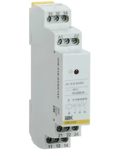 Реле промежуточное модульное OIR 3 контакта 16А 230В AC (OIR-316-AC230V). Реле промежуточное модульное. IEK в Красноярске