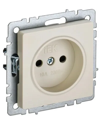Розетка без з/к РСш10-2-БрКр бежевый BRITE (BR-R13-10-K10). Розетка без заземления с защитными шторками. IEK в Красноярске