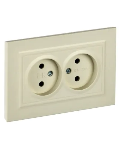 Розетка 2-местная без з/к РС12-2-БрКр бежевый BRITE (BR-R20-10-K10-F). Розетка без заземления без защитных шторок в сборе. IEK в Красноярске
