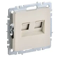 Розетка RJ11+RJ45 РК/Т12-БрКр бежевый BRITE (BR-KT20-O-1-K10). Розетка двойная. IEK