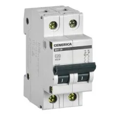 GENERICA ВА47-29 2P C 20А 4,5кА (MVA25-2-020-C). Автоматический выключатель. IEK