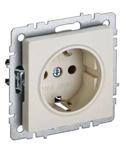 Розетка без з/к РС11-1-0-БрКр бежевый BRITE (BR-R11-16-K10). Розетка без заземления без защитных шторок. IEK в Красноярске