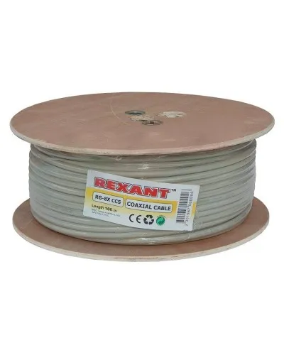 RG-8X, 50 Ом, CCS/Al/A, 75% (01-2021). Кабель коаксиальный радиочастотный. Rexant в Красноярске