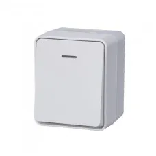 AtlasDesign PROFI54 выключатель 1-клавишный, открытой установки, с подсветкой, белый (ATN540113). Выключатель. Systeme Electric