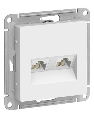 AtlasDesign розетка RJ45+RJ45, 2-местная, скрытой установки, механизм, белый (ATN000185). Розетка компьютерная. Systeme Electric в Красноярске