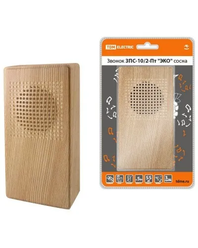 ЗПС-10/2-Пт ЭКО сосна, птичка, без кнопки, AC 230V (SQ1901-0026). Звонок проводной. TDM ЕLECTRIC в Красноярске