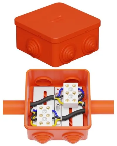 Коробка JBS080 85х85х50, 6 вых., 4P (0,15-6,0 мм²) (43211HF). Коробка монтажная, огнестойкая, без галогена. Экопласт в Красноярске