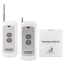 RR-101 + 2 пульта, 250-950 метров, двойное питание 12В и 220В. Комплект радиореле. ИПРо