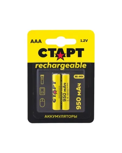 СТАРТ HR03 (AAA, 950mah), упак. 2 шт. БЛИСТЕР. Перезаряжаемые аккумуляторы. СТАРТ в Красноярске